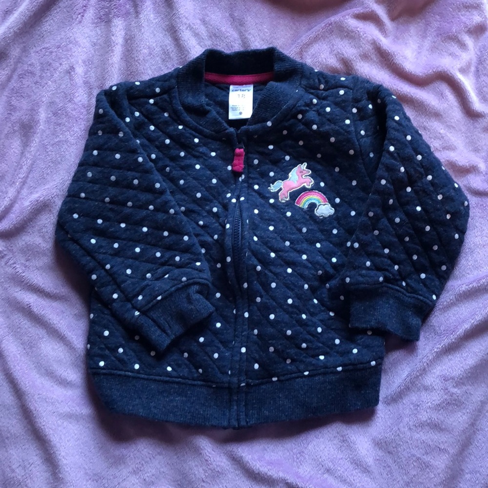 toddler unicorn polka dot sweatshirt jacket